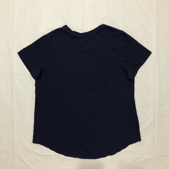 Old Navy Womens Short Sleeve Cotton Crew Neck Curved Hem Navy Blue Graphic Tee L - Picture 7 of 8